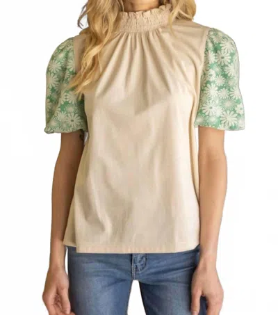 Voy Marcia Corduroy Top In Beige/green In Neutral