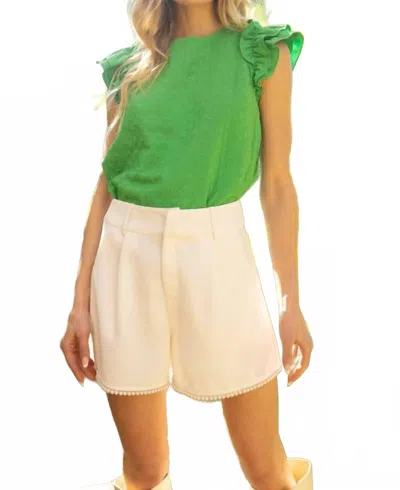 Voy Mimi Pearl Trim Pleated Shorts In Ivory In Multi