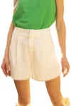 Voy Mimi Pearl Trim Pleated Shorts In Ivory In Multi