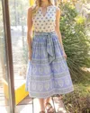 Voy Mixed Print Sleeveless Midi Dress In Slate Blue In Blue