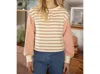 Voy Mixed Striped Long Sleeve Knit Top In Cream Multi In Beige