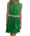 Voy Molly Stripe Detail Textured Dress In Green In Green