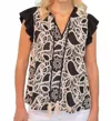 Voy Piasley Embroidered Front Self Tie Tassled Top In Black In Black
