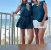 Voy Pull On Textured Shorts In Navy