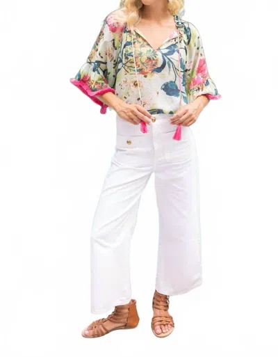 Voy Relaxed Fit Floral Top In Green In Multi