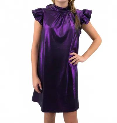Voy Ruffle Dress In Shimmer Metallic Purple