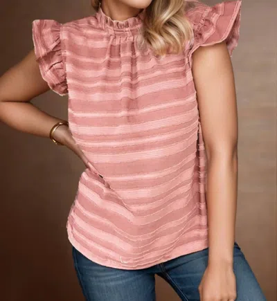 Voy Ruffle Sleeve Tee In Dusty Pink