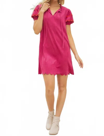 Voy Scallop Detailed Suede Dress In Wine/orange In Pink