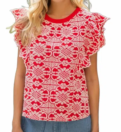 Voy Scallop Ruffle Top In Red