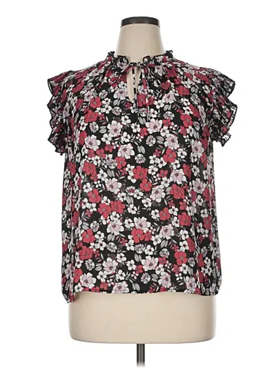 Pre-owned Voy Short Sleeve Blouse In Black