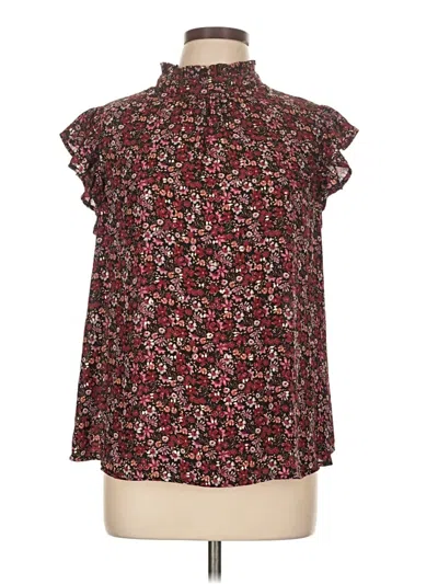 Pre-owned Voy Short Sleeve Blouse In Burgundy