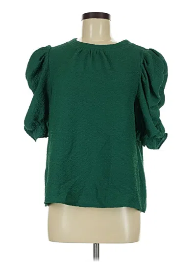 Pre-owned Voy Short Sleeve Blouse In Green