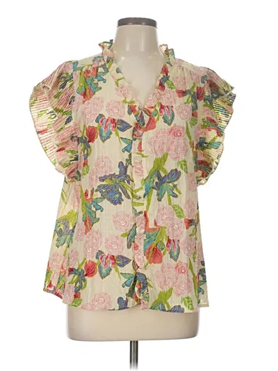 Pre-owned Voy Short Sleeve Blouse In Pink