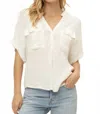 Voy Sierra Short Sleeve Blouse In White In White