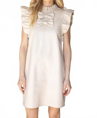 Voy Simone Ruffle Bow Dress In Cream In White