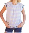 Voy Sleeveless Striped Banded Top In Blue In Multi