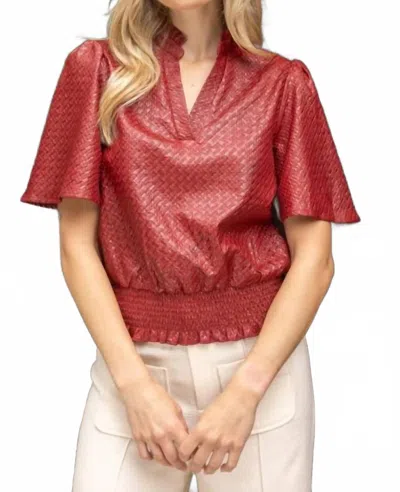 Voy Smocked Top In Burgundy In White