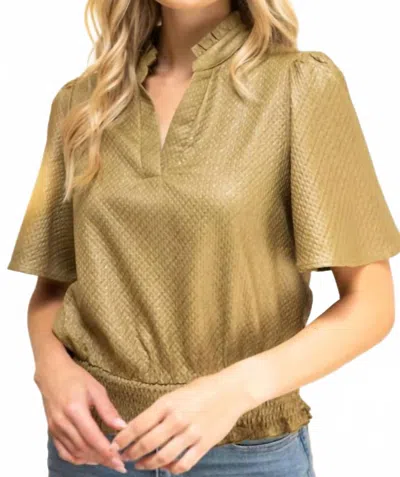 Voy Smocked Top In Olive In Green