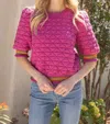 Voy Sporty Sweater Top In Fuchsia