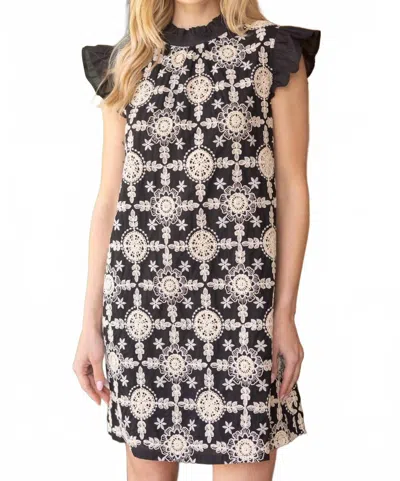 Voy Starlet Embroidered Dress In Black