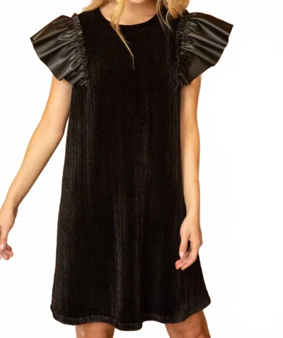 Voy Stone Fox Cable Velvet Dress In Black