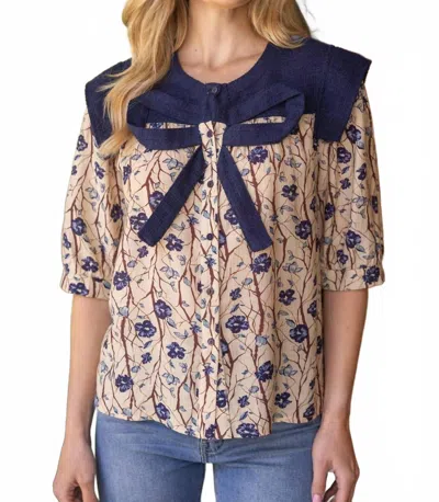 Voy Summer Storybook Top In Navy In Blue