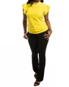 Voy Trim Detailed Neck Suede Top In Yellow In Yellow