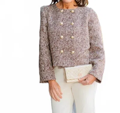 Voy Tweed Double Breasted Jacket In Brown In Neutral