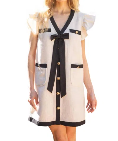 Voy Tweed Mini Dress In Ivory In Multi
