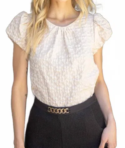 Voy Velvet Bow And Back Zipper Detailed Top In Cream In White