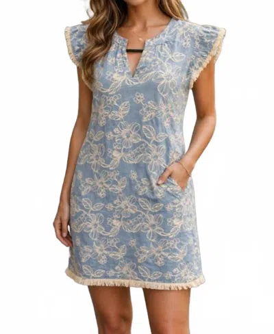 Voy Women's Embroidery Dress In Slate In Gray
