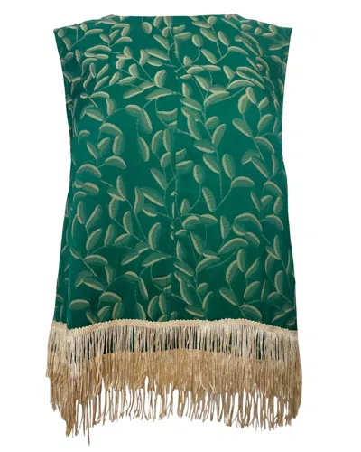 Voy Women's Fringe Hem Top In Green