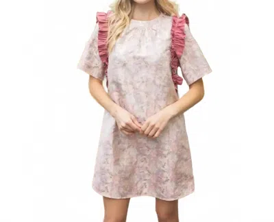 Voy Women's Jacquard Contrast Ruffle Dress In Metallic In Pink