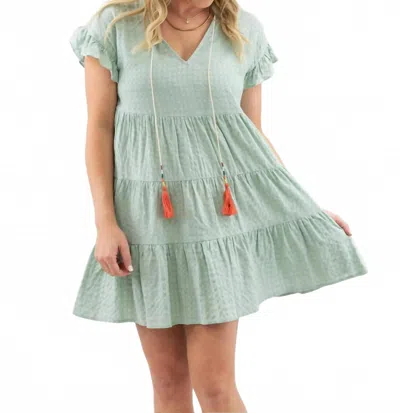 Voy Women's Tunic Style Ruffle Sleeve Dress In Sage In Multi