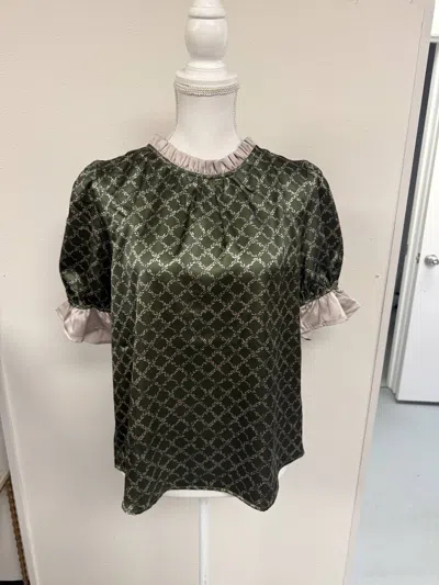 Voy Women's Vintage Elegance Top In Green