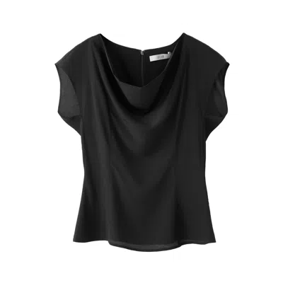 Voya Women's Black Polaris Hourglass Silk Top