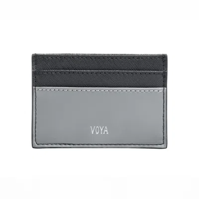 Voya Women's Leather Card Holder Black In Gray