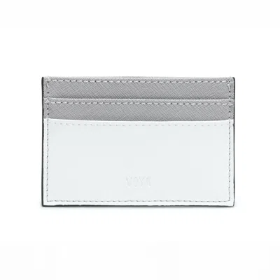 Voya Women's Leather Card Holder White In Gray