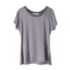 Voya Women's Silk Panelled Silver Top In Silver