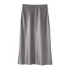 Voya Women's Silver Silk Midi Skirt In Silver
