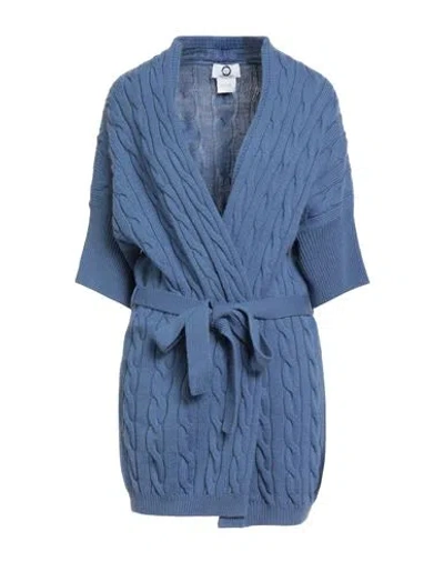 Voyage By Marina Rinaldi Woman Cardigan Slate Blue Size Xl Virgin Wool