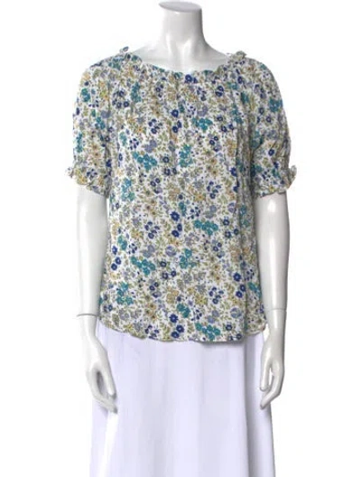 Pre-owned Voyage Floral Print Bateau Neckline Blouse In Multi