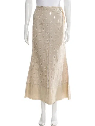 Pre-owned Voyage Linen Midi Length Skirt In Neutral