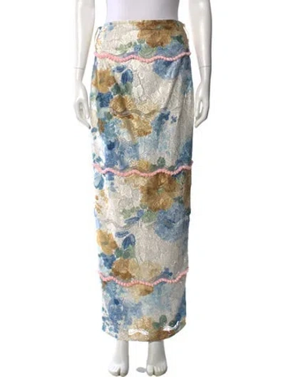 Pre-owned Voyage Printed Long Skirt In Blue