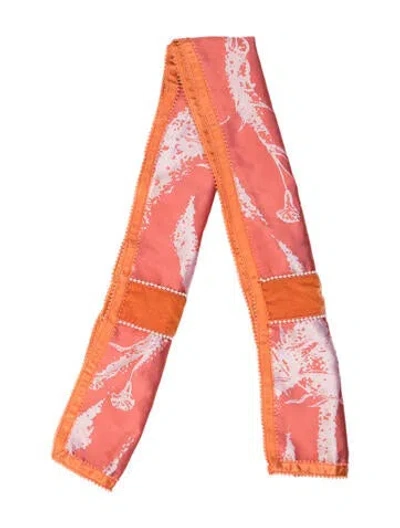 Pre-owned Voyage Silk Paisley Print Scarf In Orange