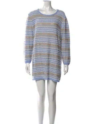 Pre-owned Voyage Striped Crew Neck Sweater In Blue