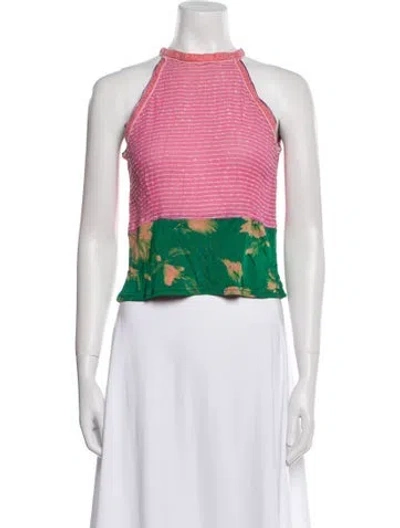 Pre-owned Voyage Vintage Printed Crop Top In Pink