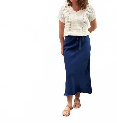 Voyageur By Mersea Aix Linen Midi Skirt In Blue