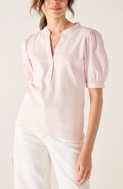 Voyageur By Mersea Earhart Ribbed Henley Top In Pink