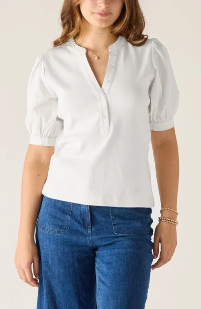 Voyageur By Mersea Earhart Ribbed Henley Top In White
